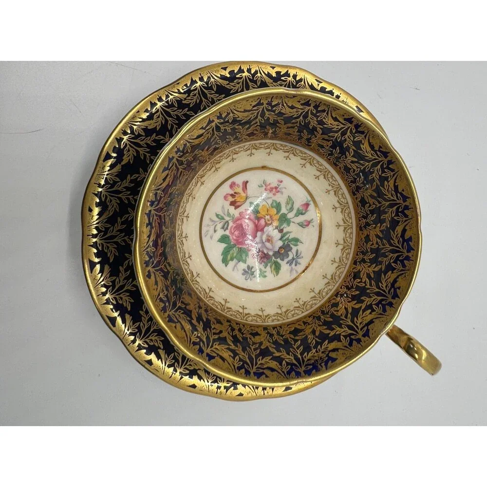 Cobalt Blue and Gold Aynsley J A Bailey Teacup and Saucer blue gold England Cup